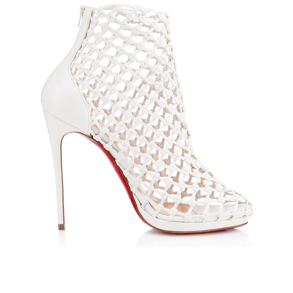 Christian Louboutin Porligat 120 White Latte Caged Boot Bootie Heel Pump 37 - Picture 3 of 12